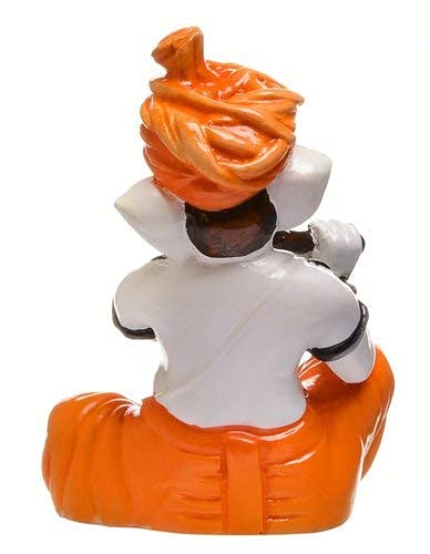 Nrson Handcrafted Lord Ganesh Playing Basuri Ganesha Ganpati Ji Idol Murti For Pooja,Gift, Office Desk& Home Decor,Table Decor S