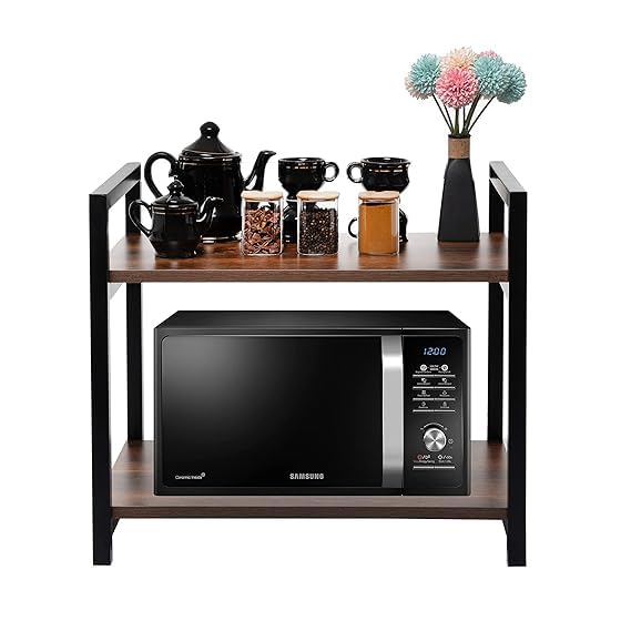 Urban Decor Microwave Kitchen Oven Rack Microwave Shelf Double Layer Home Oven Rack Rice Cooker Rack Salt Shaker Seasoning Stora