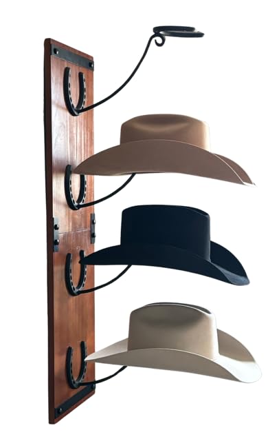 R828 Ranch Cowboy Hat Rack For Wall Mount (34.6    X 10.1    X 13.5   ) | Wood Cowboy Hat Holder | Hanging Western Hat Rack W/Me