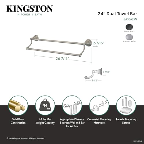 Kingston Brass BA5563SN Royale 24'' Dual Towel Bar  Brushed Nickel