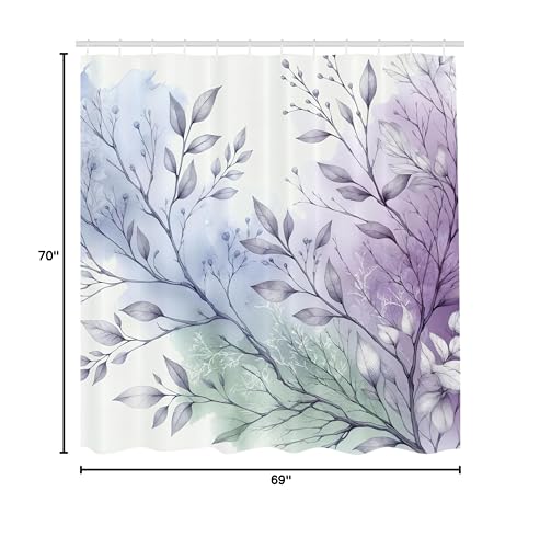 Ambesonne Lavender Shower Curtain, Dreamy Scenario Of Delicate Branches With Purplish Leaves Fantasia, Cloth Fabric Bathroom Dec