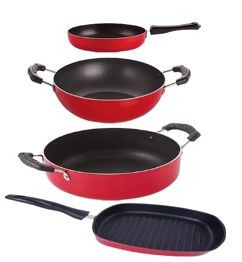 Nirlon Non Stick Aluminium Cookware Gift Set Of 4 Pieces (Fp11_Kd13_Gp24.5_Cs24)