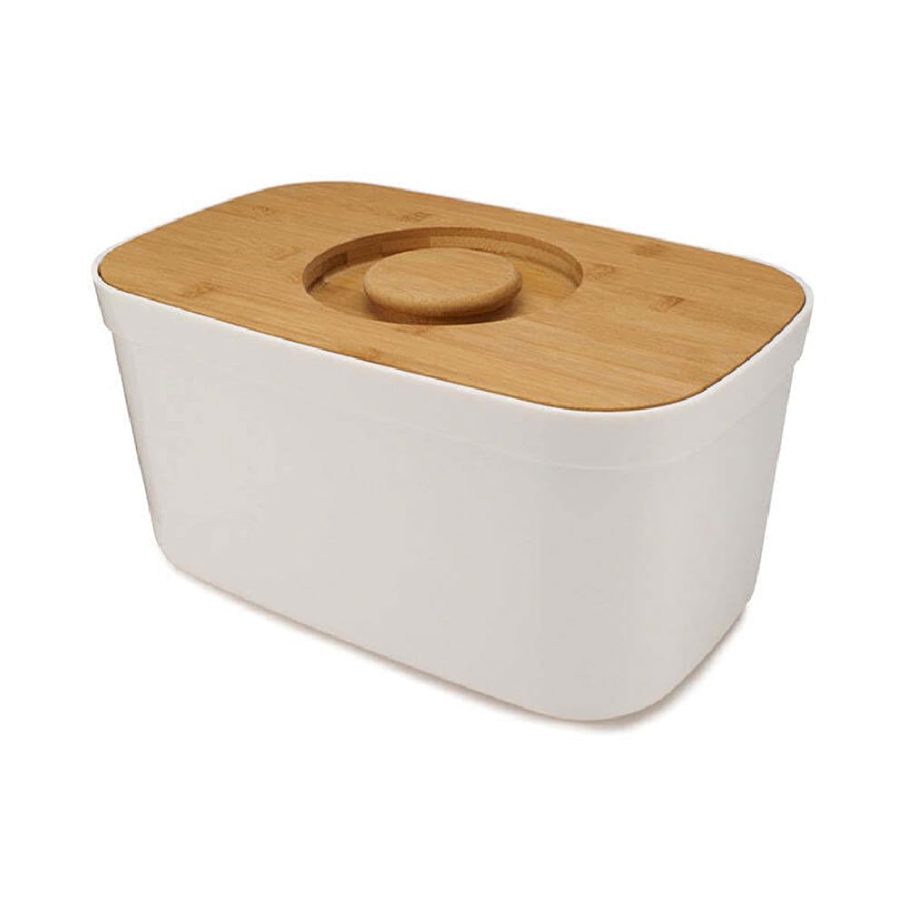 Joseph Joseph Bread Box With Removable Bamboo Cutting Board,White