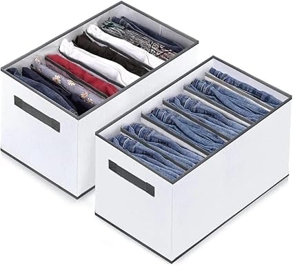 Joyecrafts Elegant Storage Drawer Organizer With 7 Grid Compartments, Floral Pattern Storage Box For Clothes, Jeans, Sweaters, T