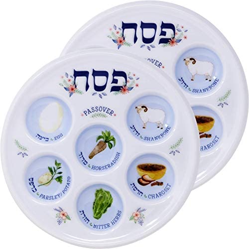 The Dreidel Company Passover Seder Plate Deluxe Quality Plastic 10'' Disposable Plates (Pack of 2)