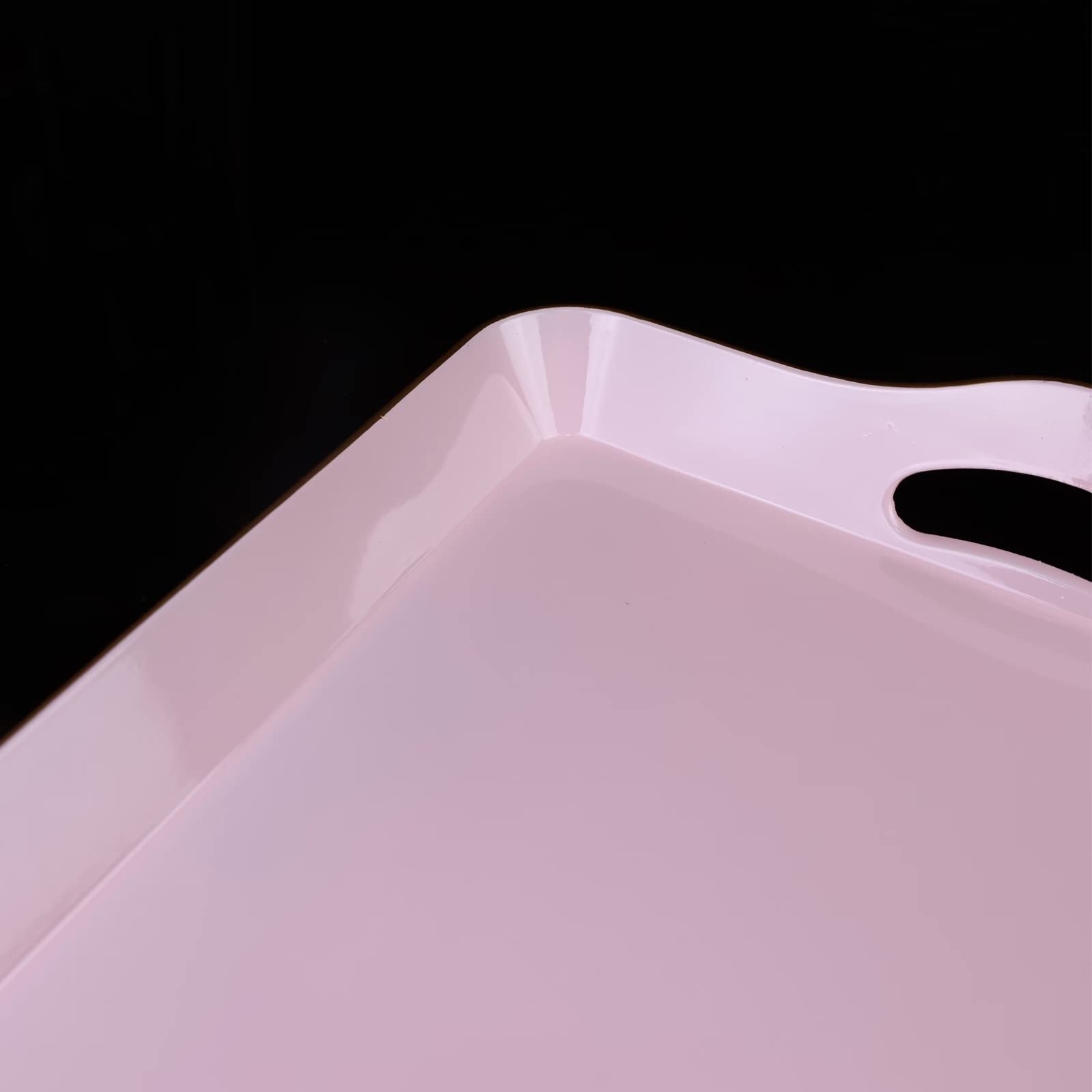 Leemxiiny Pink Decorative Tray For Coffee Table With Handles, Plastic Rectangular Serving Tray For Living Room, Bathroom, Outdoo