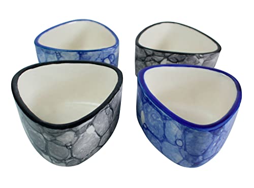 U & U Unique Utilities Ceramic Chutney Bowl Set Of 4 Small Ketchup Sauce Dip Bowl Pots (Blue Grey 80 Ml)