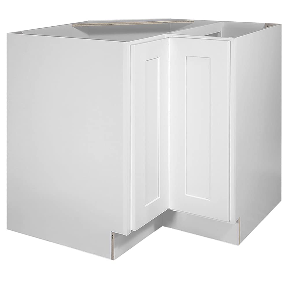 Brookings Shaker Unassembled Lazy Susan Kitchen Cabinet LS36, 36 W x 24 D x 34.5 H, Painted White, Solid Wood, Design House, 561