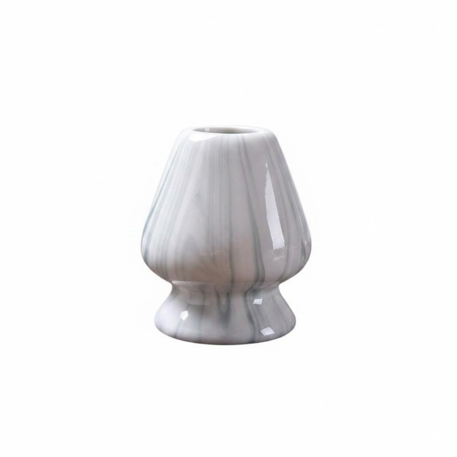 Ecomistiq Glossy Glazed Finish Ceramic Chasen Stand HighTemperature Fired Matcha Whisk Stand, Grey White | Spoon Rests Kitchen 