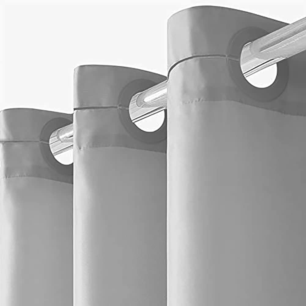 Furlinic Light Grey No Hook Small Stall Shower Curtain 48X78 Inch,Half Narrow Size Polyester Fabric Bathroom Curtains With 6 Pla