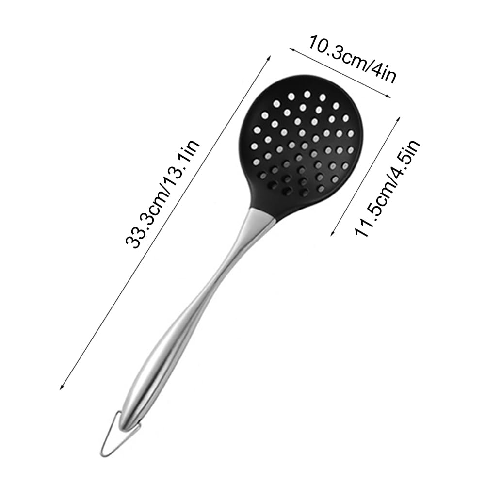 Honglida Silicone Wok Skimmer Premium Slotted Spoon Scoop Strainer Colander Bpa Free 600F Stainless Steel Handle 14 Inch For Non