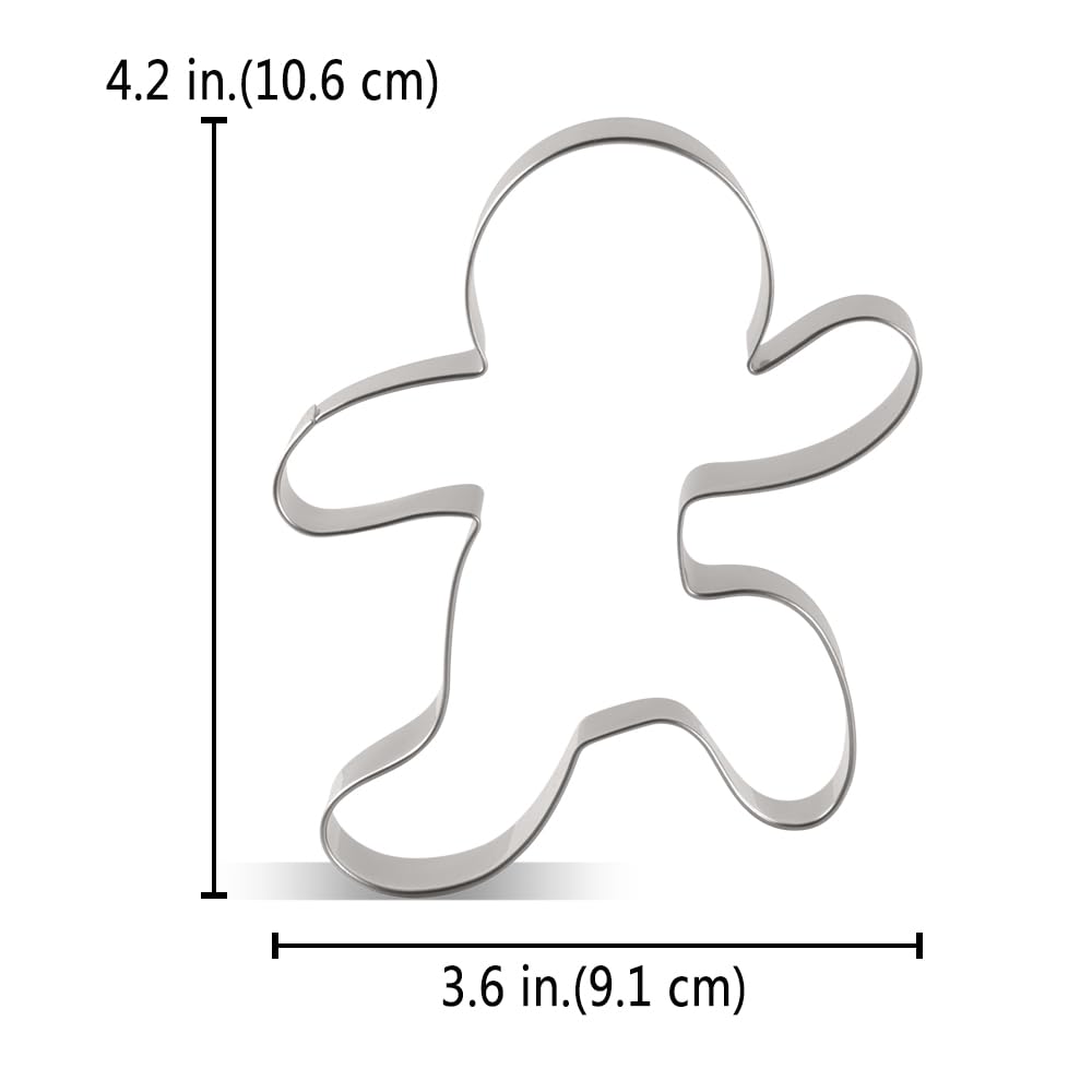 Liliao Christmas Running Gingerbread Man Cookie Cutter - 3.6 X 4.2 Inches - Stainless Steel
