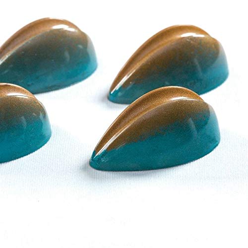 Pavoni Polycarbonate Chocolate Bonbons Mold, Grooved-Teardrop Mound 21 Cavities