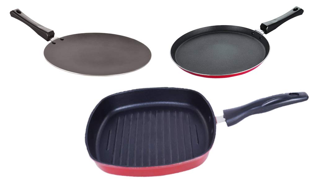 Nirlon NonStick Spiral Bottom Heat Resistance Cookware Combo Set Of 3 Pieces Offer(Ft10_Ct11_Gp24)