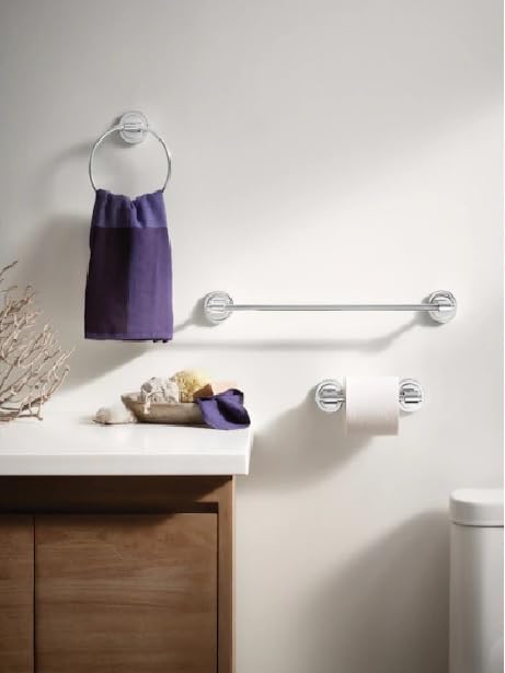 Moen Dn0793Ch Iso Chrome Pivoting Paper Holder Towel Ring Towel Bar Chrome