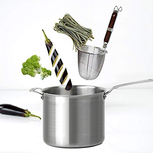 2-Pack Stainless Steel Noodle Strainer Basket With Wood Handle - G+ Life Kitchen Spider For Pasta, Ramen, Dumplings, And Deep-Fr