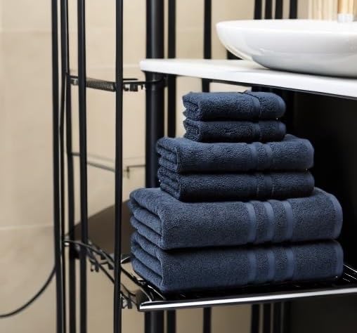 Luxury Hotel & Spa  Turkish Cotton 6 Pieces Towels Set  Max-Softness by Veteran Textile (Navy Blue)