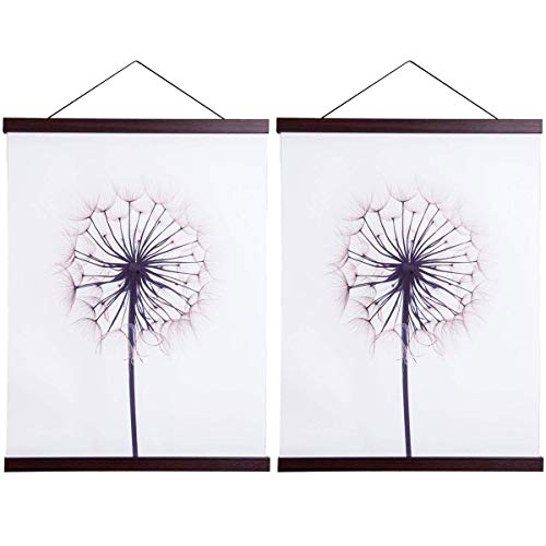 2 Pack Magnetic Poster Hanger Frame, 18X24 18X12 18X28 Light Wood Wooden Magnet Canvas Artwork Print Dowel Poster Hangers Frames
