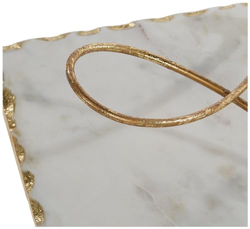 Mud Pie Gold Edge Napkin Holder, Marble, 8" x 8", Model 40080015, Elegant Gold Finish