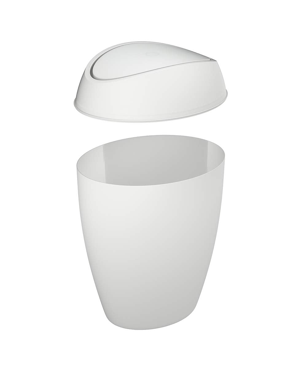 Umbra 1009613-661 Twirla Trash Can With Flipping Lid, 9 L, Metallic White