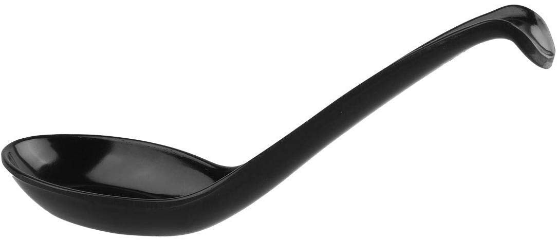 Happy Sales Hssp-Mldbk6, Melamine Soba, Rice Spoons, Asian Chinese Won Ton Soup Spoons, 6 Pc Black Ladle Soup Spoons