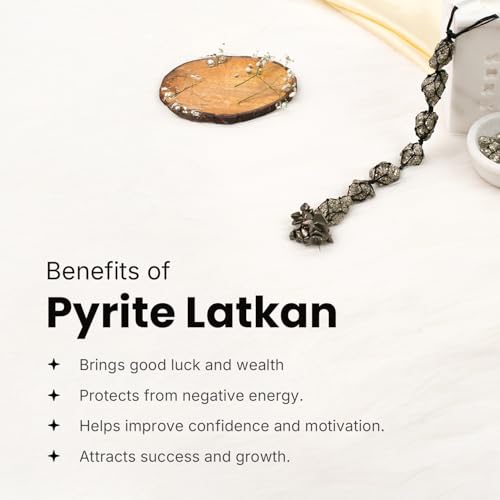 Astrotalk Pyrite Latkan Wall Hanging 22cm | Vastu Wall Decor Item with Natural Pyrite Stone | for Wealth, Protection & Positive Energy | Home Decor for Living Room, Bedroom & Mandir