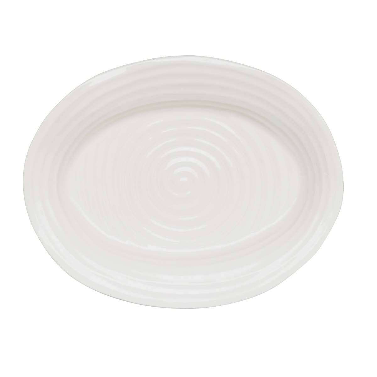 Portmeirion Sophie Conran White Medium Oval Platter | Porcelain Serving Tray for Appetizers, Snacks, and Sandwiches | 14.5 x 12 
