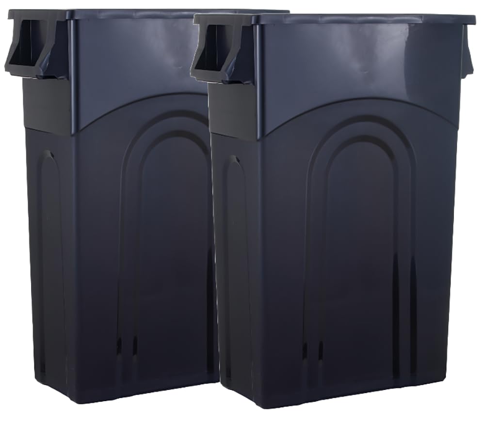 United Solutions Highboy Waste Container, 23 Gallon, 2-Pack, Space Saving Slim Profile And Easy Trash Bag Removal, Indoor Or Out