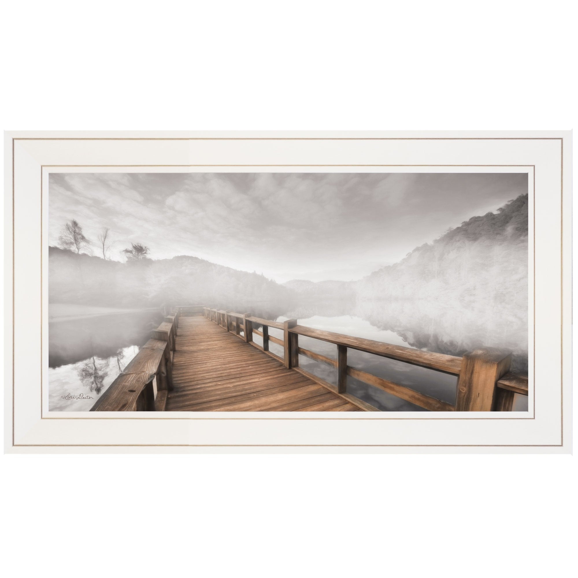Lake cherokee Dock I White Framed Print Wall Art