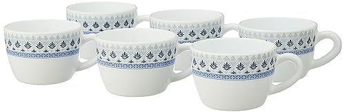 Larah By Borosil Ocean Opalware Cup Set Of 6 Pcs | Tea/Coffee Cups 140 Ml | Microwave & Dishwasher Safe | BoneAsh Free | Crocke