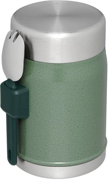 STANLEY Classic Food Jar 14oz Stainless Steel Hammertone Green Model 10-11353-001 with Spork