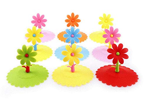 5Pcs Assorted Color Silicone Hot Cup Lids With Unique Flower Mug Cover Anti-Dust Airtight Seal Drink Cup Lids Drink Cover Leakpr