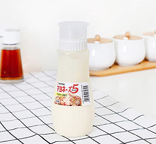 Zeesoon 5 Hole Sauce Plastic Squeeze Squirt Condiment Bottles Dispenser For Ketchup Jam Mayonnaise Mustard (White) 12.8 Oz