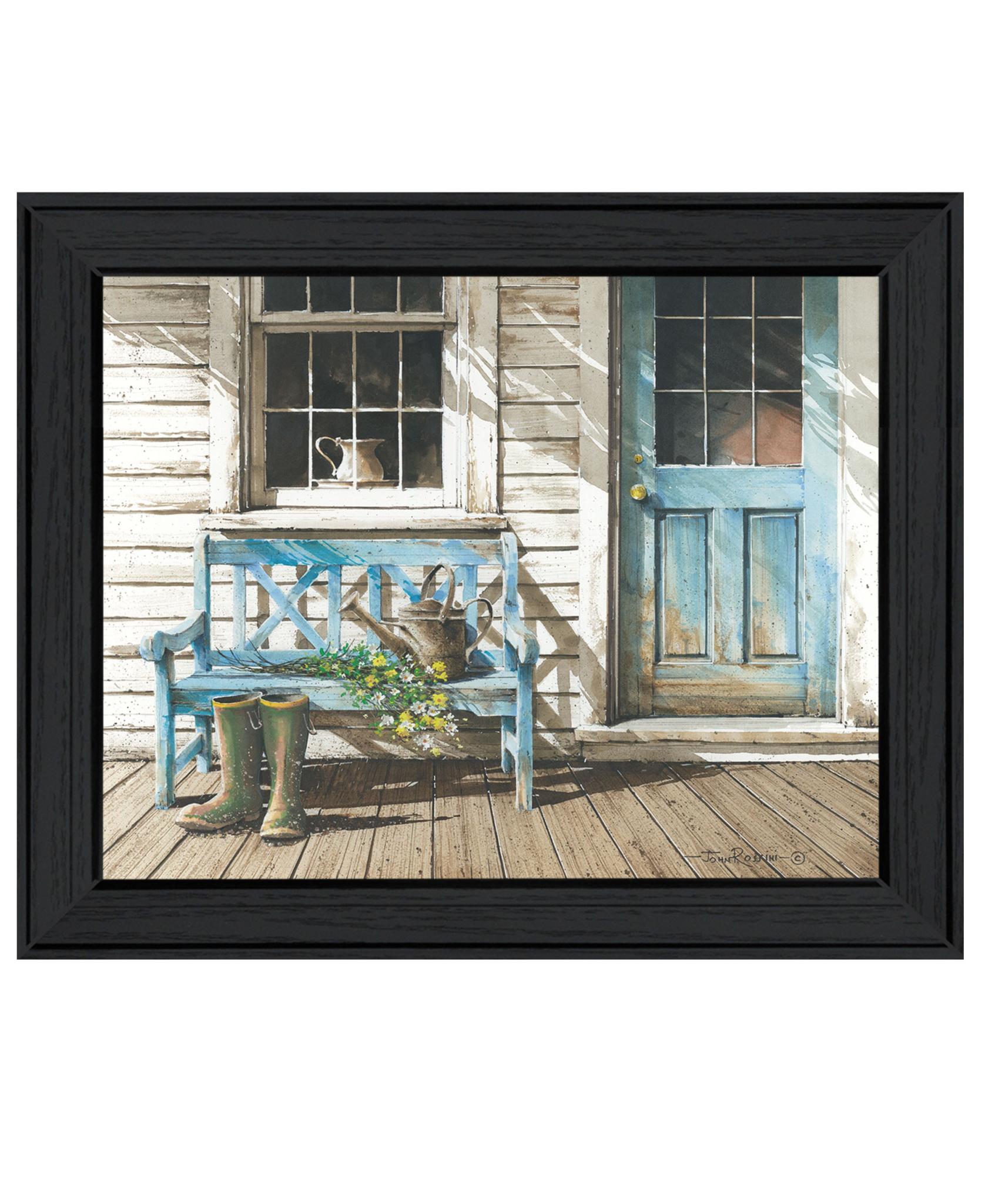 cheerful chores Black Framed Print Wall Art