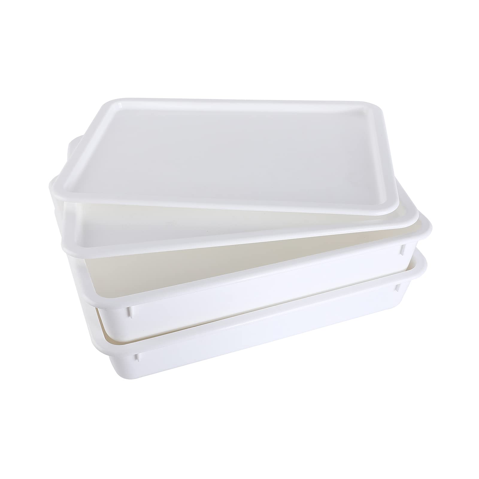 Gsm Brands Pizza Dough Proofing Box - Stackable Commercial Quality Trays With Covers (17.25 X 13 Inches) - 2 Trays And 2 Covers