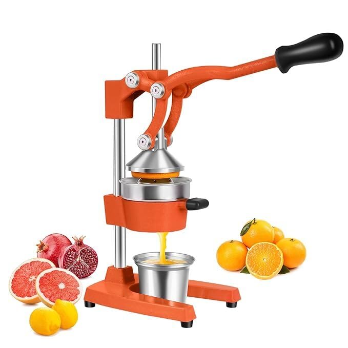 Ontrip HeavyDuty Cast Iron Orange Juice Squeezer  Manual Citrus Press With Stainless Steel Strainer | Professional Hand Press 