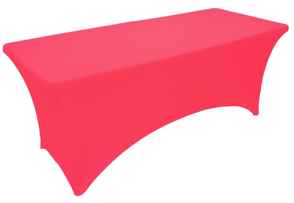 Gowinex 2 Pack 8Ft Fuchsia Spandex Tablecloth Stretch Fitted Table Cover For Rectangular Table Event, Wedding, Banquet And Parti
