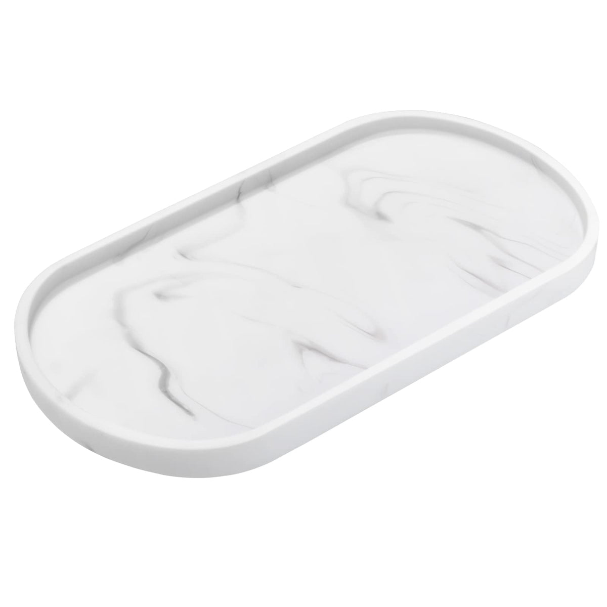 Luxspire Vanity Tray, Toilet Tank Oval Storage Tray, Resin Soap Tray Bathtub Tray, Bathroom Countertop Organization, Vanity Orga
