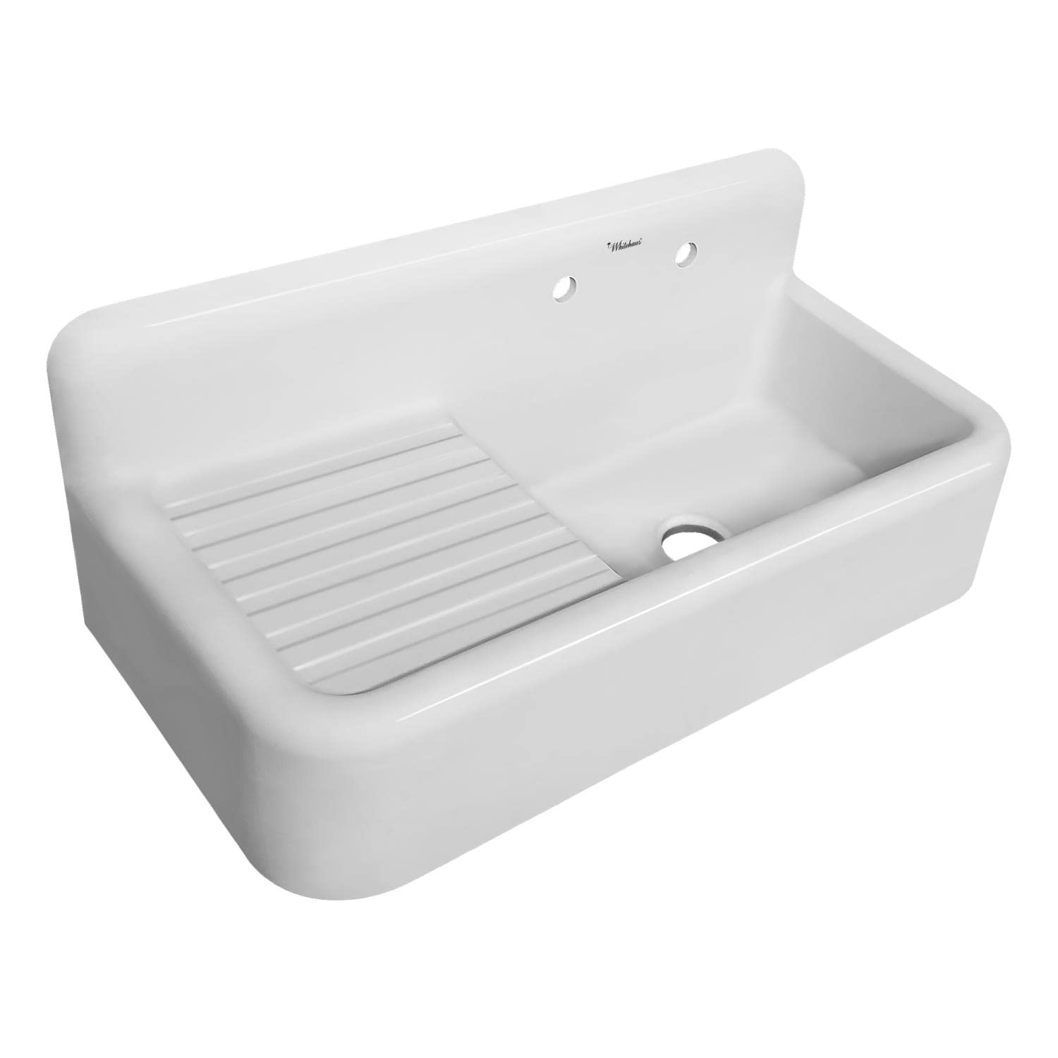 Alfi Trade White Heritage Front Apron Single Bowl Fireclay Sink Whqd4220-White