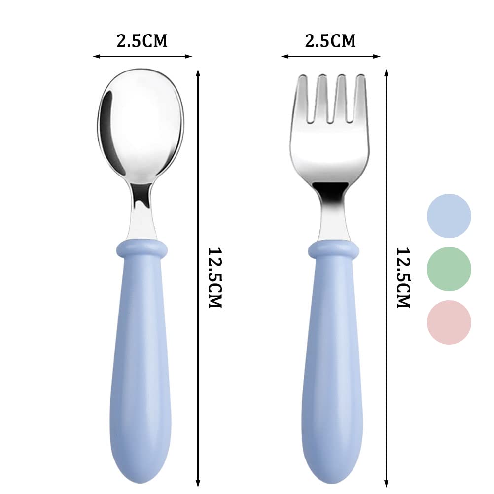 6 Pieces Toddler Utensils Kids Silverware Baby Forks and Spoons Set, Stainless Steel Childrens Safe Flatware Metal Kids Cutlery