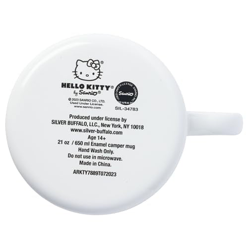 Silver Buffalo Sanrio Hello Kitty Destination Neighborhood Enamel Camper Mug, 21 Ounces