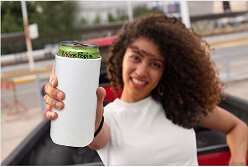 Kropsis Collapsible 12 Oz Slim Can Cooler Sleeves Blank Fabric Scuba Foam (White, 12)