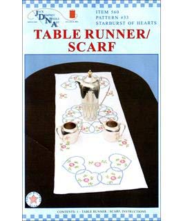 Jack Dempsey Stamped Table Runner/Scarf  15 by 42-Inch  Starburst of Hearts