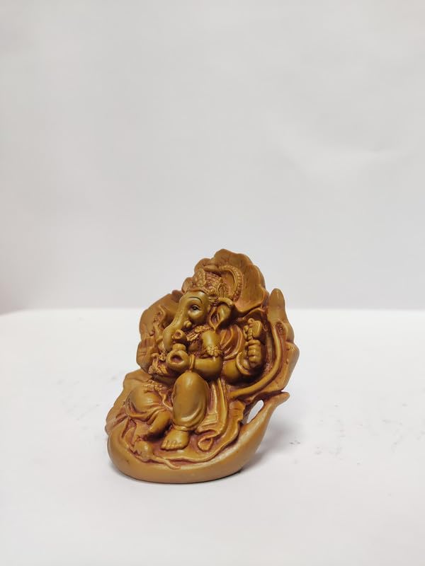 Pratima Wooden Finish Jaswanti Polyresin Ganesh Idol|Vinayaka Statue|Ganpati Murti|Ganesha Idol For Car Dashboard|Ganesh Idol Fo