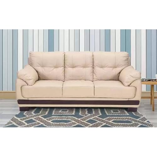 Royaloak Johor Malaysian Half Leather 3 Seater Sofa | Genuine Leather Body Touch | Tufting Design | 3 Seater Sofa For Living Roo