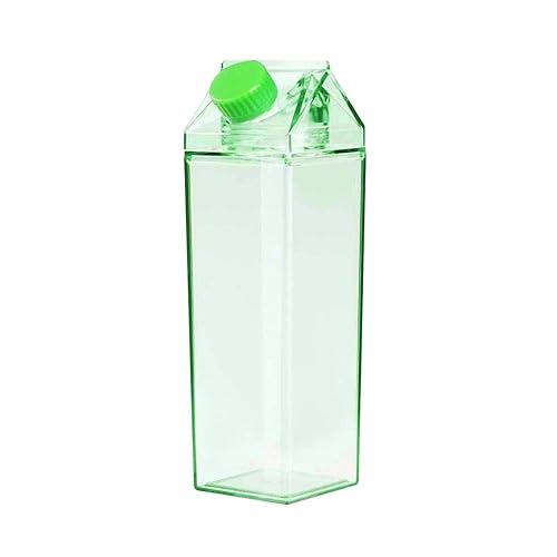 Corvelia 500Ml/17Oz Cute Leakproof Green Milk Carton Water Bottle Portable Drinkware For Outdoor Climbing Tour Or Camping