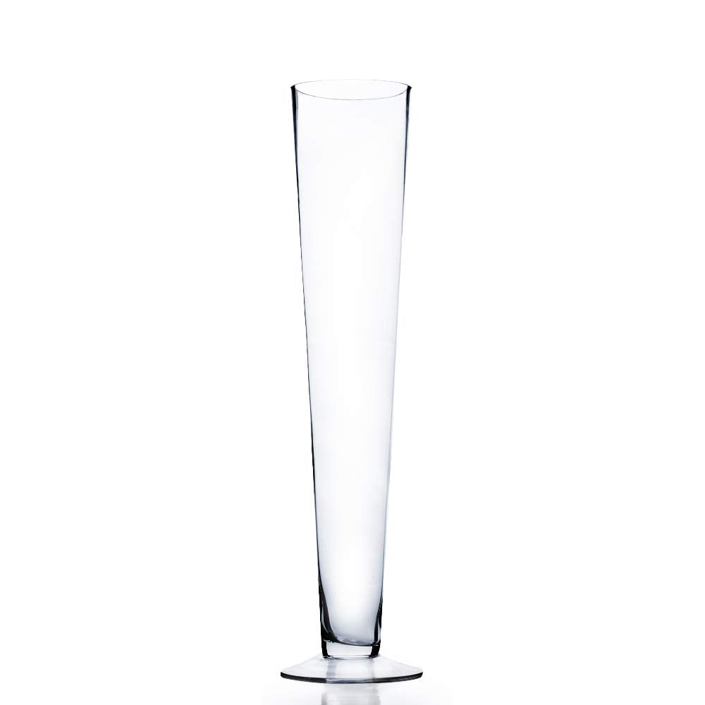 WGV Trumpet Glass Vase, Open 4, Height 20, (Multiple Sizes Choices) Clear Tall Pilsner Floral Planter Container Centerpiece, Wed