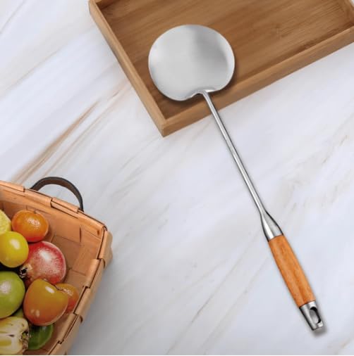 Tupermar Wok Spatula, Stainless Steel Wok Tools With Wood Handle Heat Resistant, Metal Spatula And Ladle, Grade Kitchen Cooking 