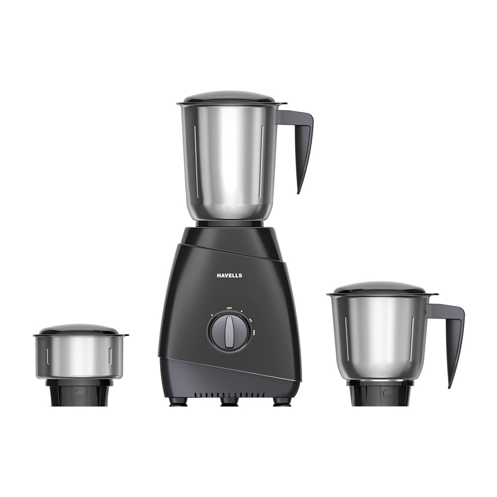 Havells Capture Nutri Xl 500 Watts 3 Jar Heavy Duty Mixer Grinder|21000 Rpm|Overload Protector|650Ml Nutri Blending Jar With Sip