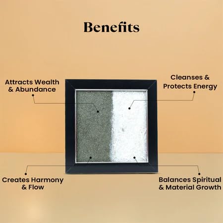 Astrotalk Dhan Varsha Frame with Pyrite & Selenite | Vastu Items for Wealth & Positivity | Wall Decor Items Living Room | Raw Pyrite Frame for Wall | Gift for Man & Woman | 19x19x1 cm | 1 Piece